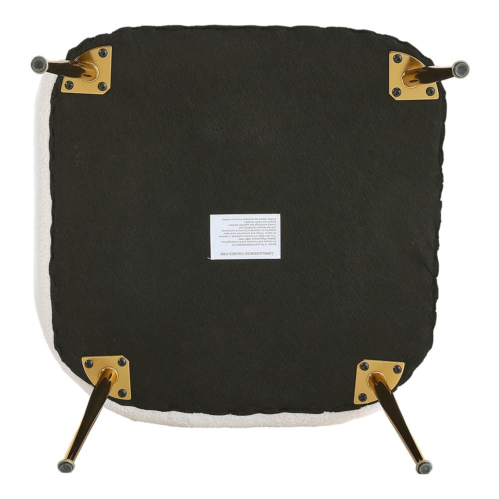 Boucle Teddy Fabric Armchair with Metal Legs White - House Comfort