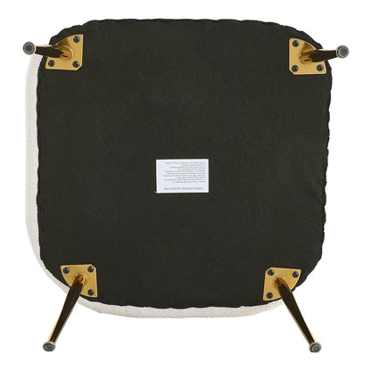 Boucle Teddy Fabric Armchair with Metal Legs White - House Comfort