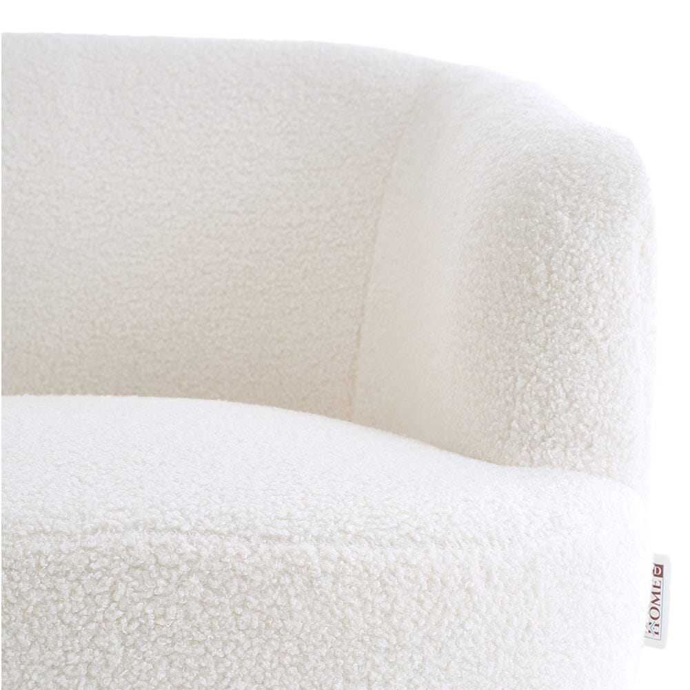 Boucle Teddy Fabric Armchair with Metal Legs White - House Comfort