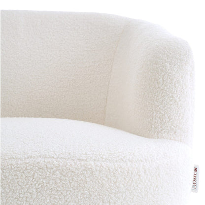 Boucle Teddy Fabric Armchair with Metal Legs White - House Comfort