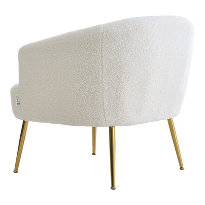 Boucle Teddy Fabric Armchair with Metal Legs White - House Comfort