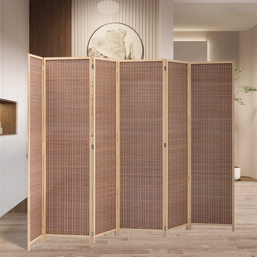 Brown Bamboo Woven 6 - Panel Folding Room Divider - House Comfort