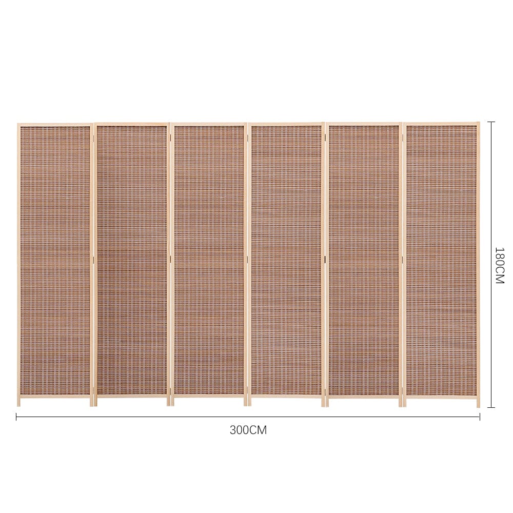 Brown Bamboo Woven 6 - Panel Folding Room Divider - House Comfort