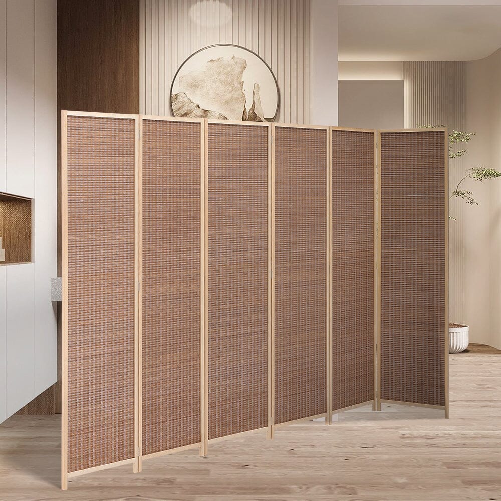 Brown Bamboo Woven 6 - Panel Folding Room Divider - House Comfort