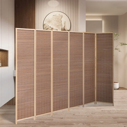Brown Bamboo Woven 6 - Panel Folding Room Divider - House Comfort
