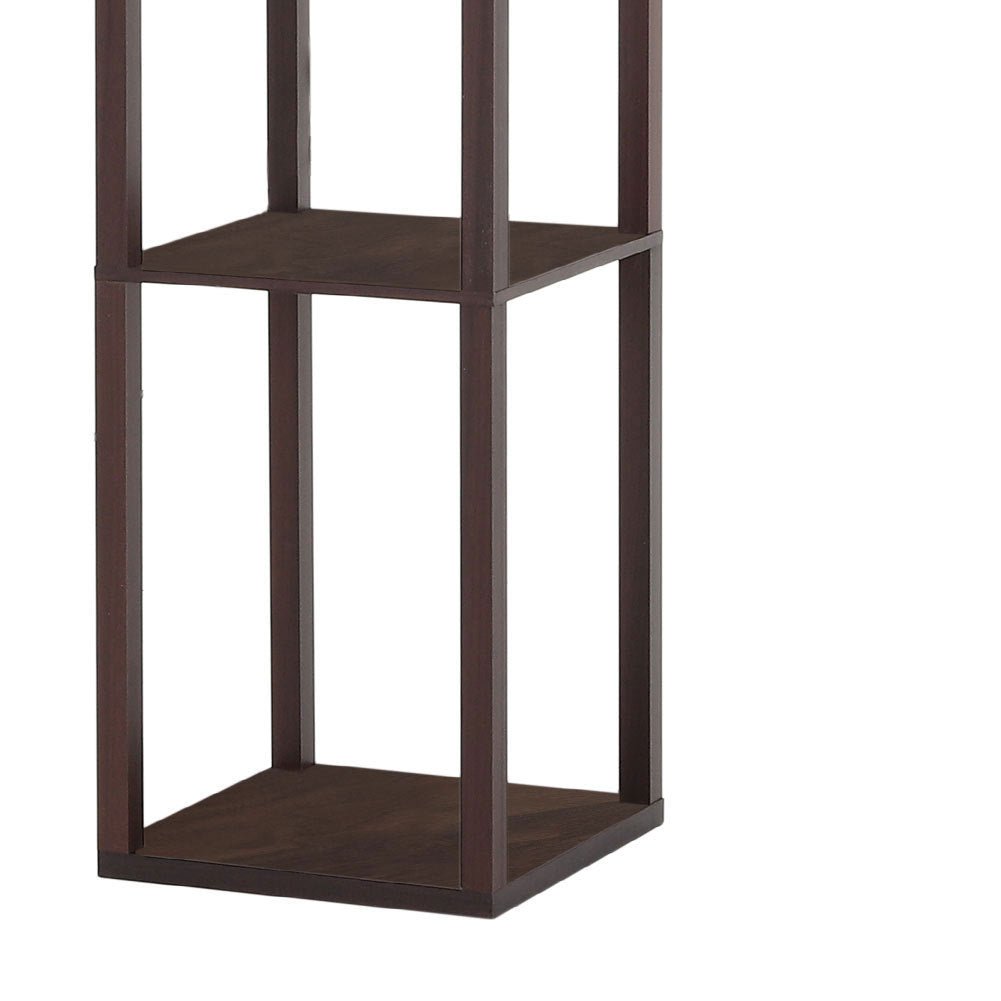 Brown Floor Lamp with Flower Linen Shade 3 Layers Indoor Towered Lamp - House Comfort