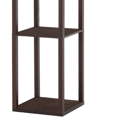 Brown Floor Lamp with Flower Linen Shade 3 Layers Indoor Towered Lamp - House Comfort