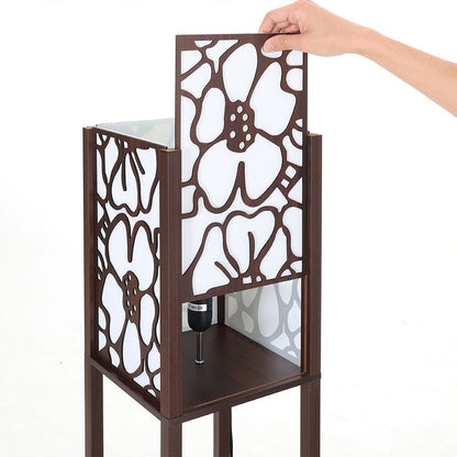 Brown Floor Lamp with Flower Linen Shade 3 Layers Indoor Towered Lamp - House Comfort