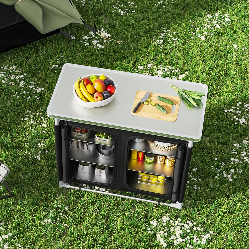 Camping Outdoor Kitchen with 4 Adjustable Feet and 6 Layers - House Comfort