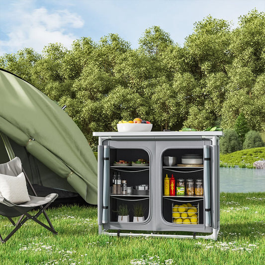 Camping Outdoor Kitchen with 4 Adjustable Feet and 6 Layers - House Comfort