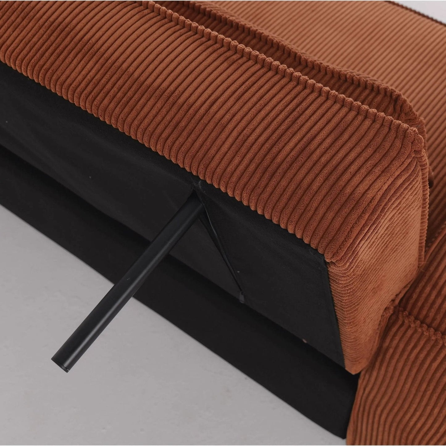 Caramel & Deep Blue Corduroy Sofa Bed with Adjustable Backrest and Spring Coil Support - House Comfort