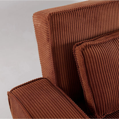 Caramel & Deep Blue Corduroy Sofa Bed with Adjustable Backrest and Spring Coil Support - House Comfort