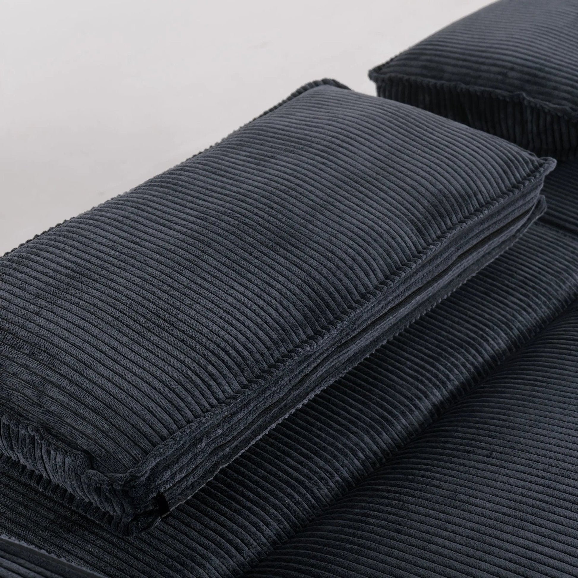 Caramel & Deep Blue Corduroy Sofa Bed with Adjustable Backrest and Spring Coil Support - House Comfort