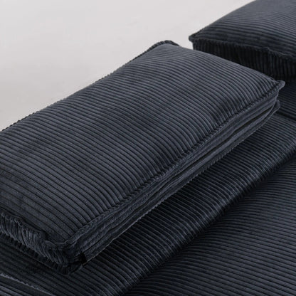 Caramel & Deep Blue Corduroy Sofa Bed with Adjustable Backrest and Spring Coil Support - House Comfort