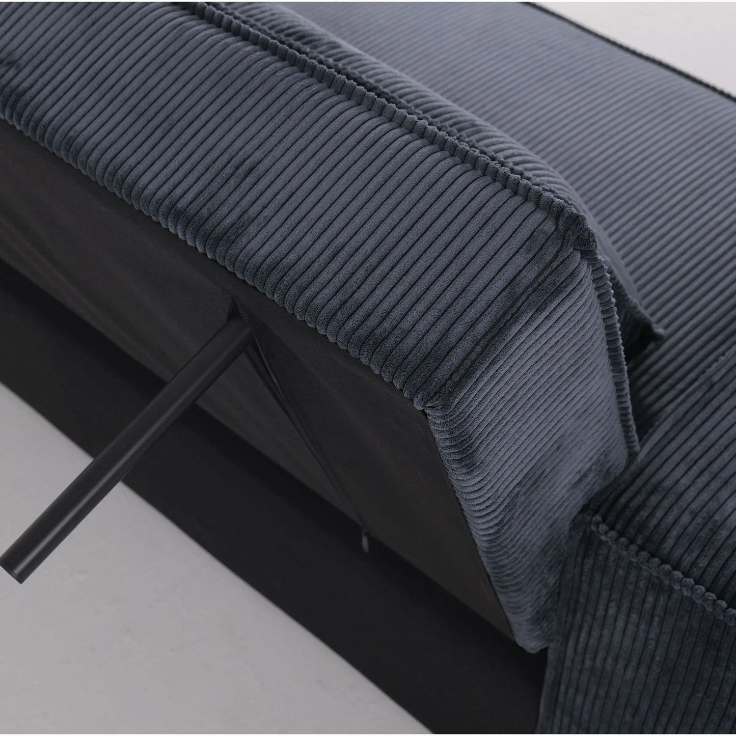 Caramel & Deep Blue Corduroy Sofa Bed with Adjustable Backrest and Spring Coil Support - House Comfort