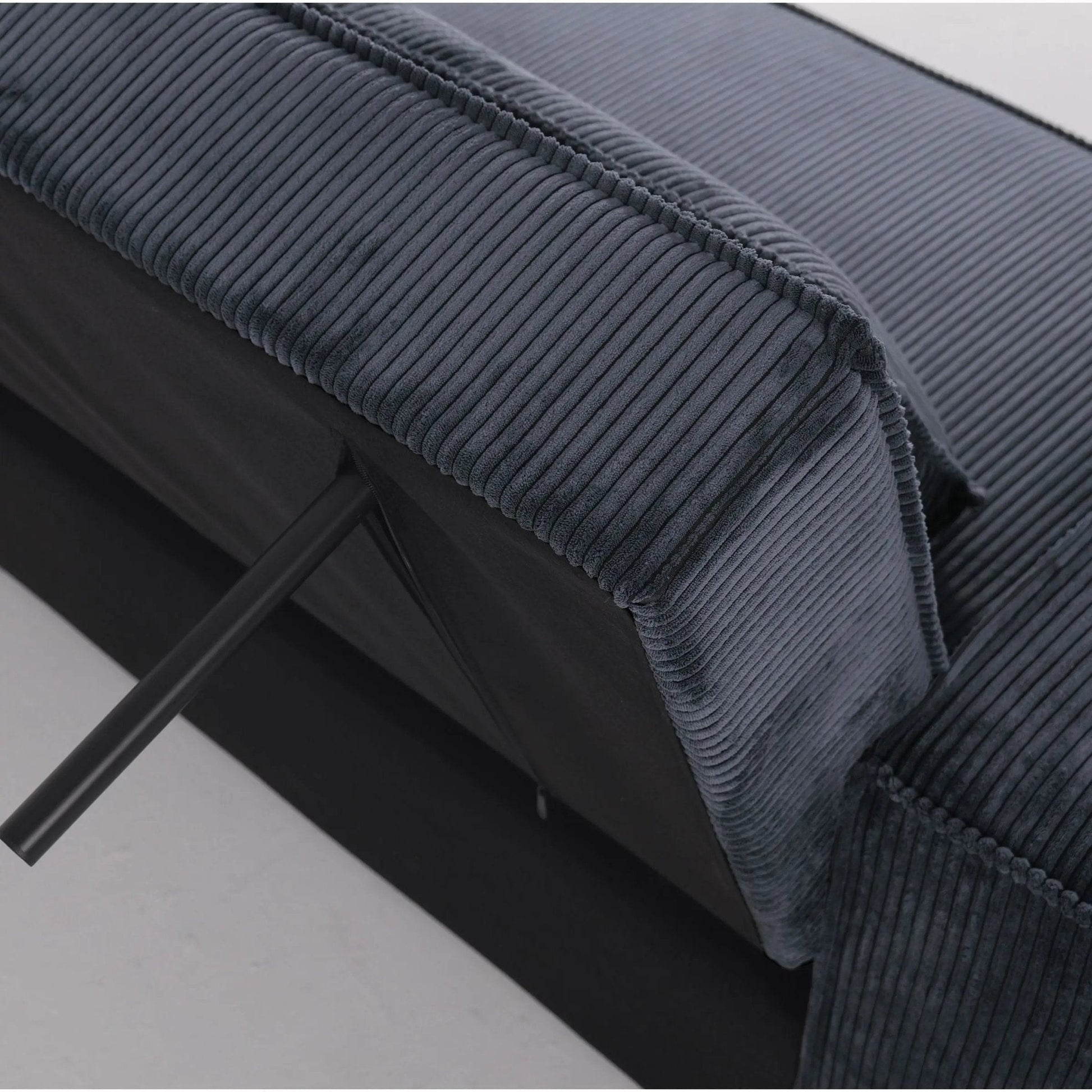 Caramel & Deep Blue Corduroy Sofa Bed with Adjustable Backrest and Spring Coil Support - House Comfort