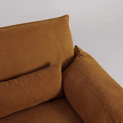 Caramel & Ginger Yellow Fabric Sofa Bed with Adjustable Backrest and Easy Pull - Out Mechanism - House Comfort