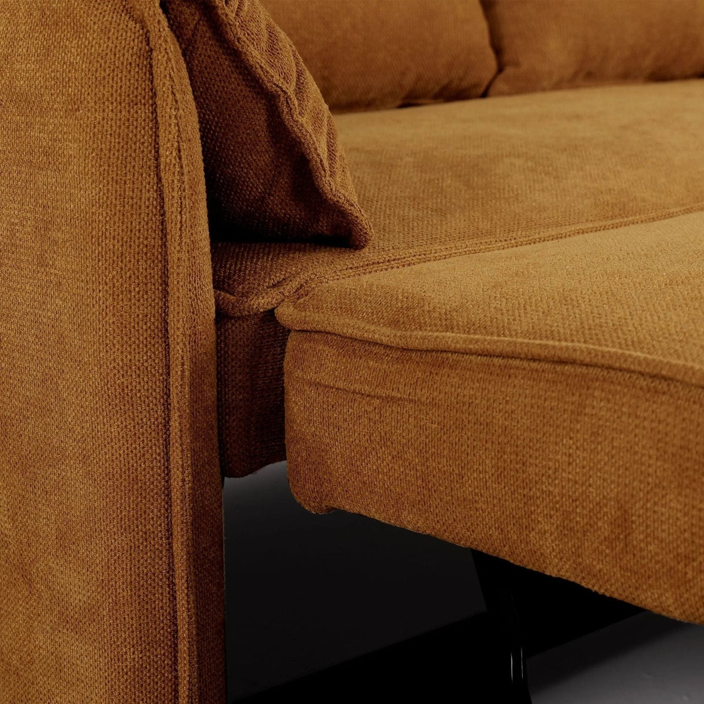 Caramel & Ginger Yellow Fabric Sofa Bed with Adjustable Backrest and Easy Pull - Out Mechanism - House Comfort