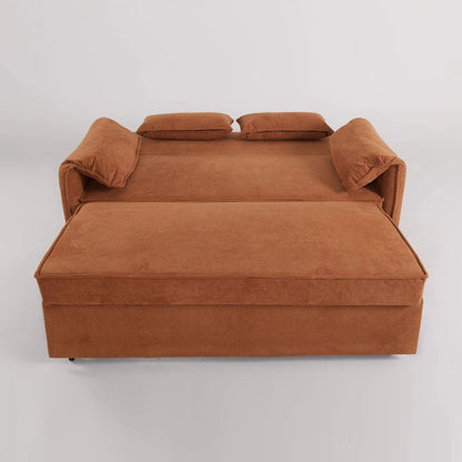 Caramel & Ginger Yellow Fabric Sofa Bed with Adjustable Backrest and Easy Pull - Out Mechanism - House Comfort