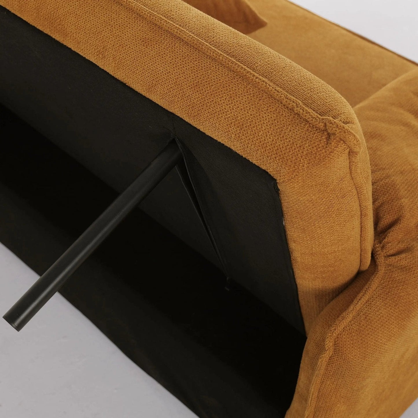 Caramel & Ginger Yellow Fabric Sofa Bed with Adjustable Backrest and Easy Pull - Out Mechanism - House Comfort