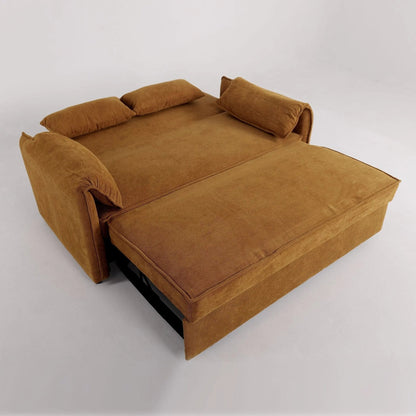 Caramel & Ginger Yellow Fabric Sofa Bed with Adjustable Backrest and Easy Pull - Out Mechanism - House Comfort
