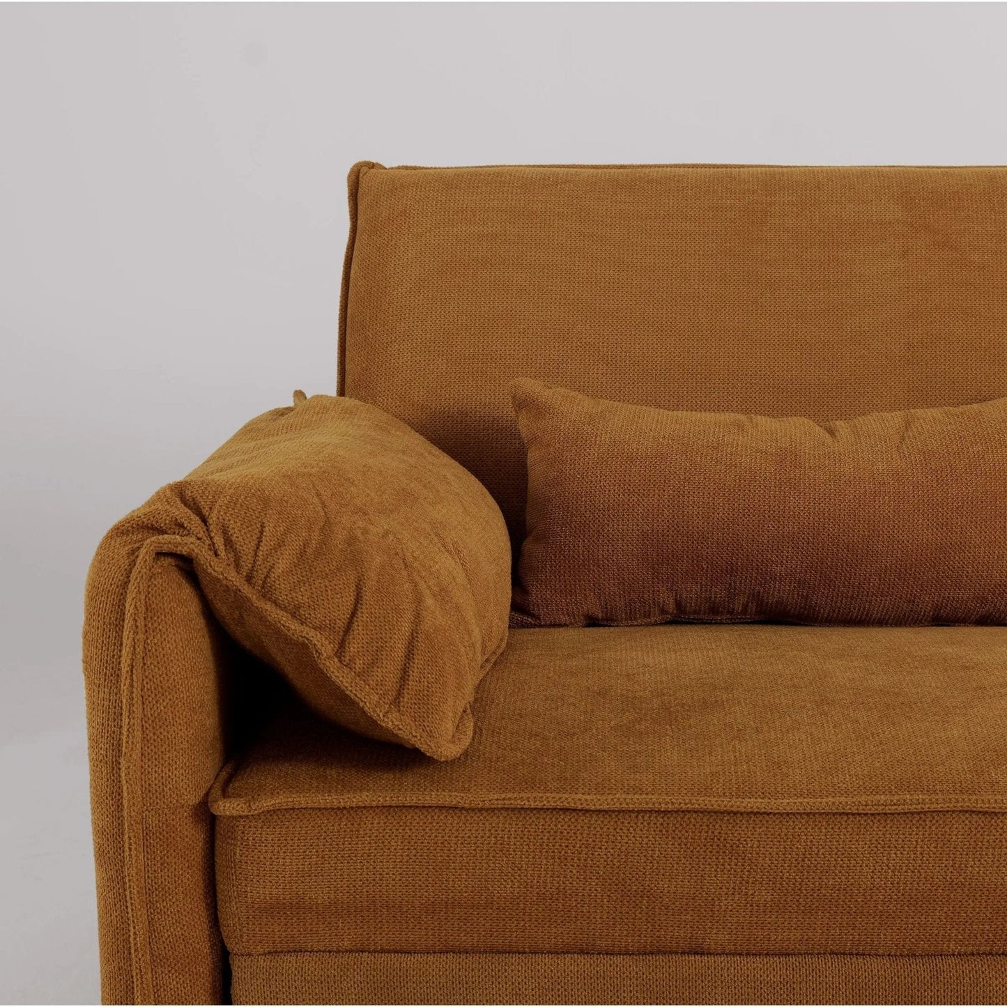 Caramel & Ginger Yellow Fabric Sofa Bed with Adjustable Backrest and Easy Pull - Out Mechanism - House Comfort