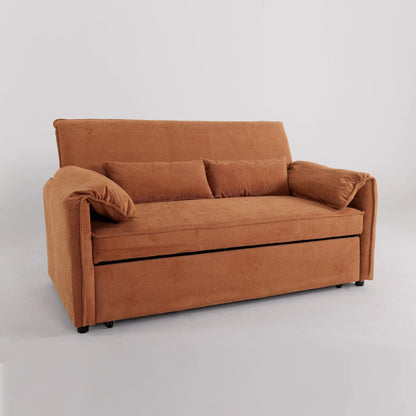 Caramel & Ginger Yellow Fabric Sofa Bed with Adjustable Backrest and Easy Pull - Out Mechanism - House Comfort