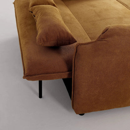 Caramel & Ginger Yellow Fabric Sofa Bed with Adjustable Backrest and Easy Pull - Out Mechanism - House Comfort