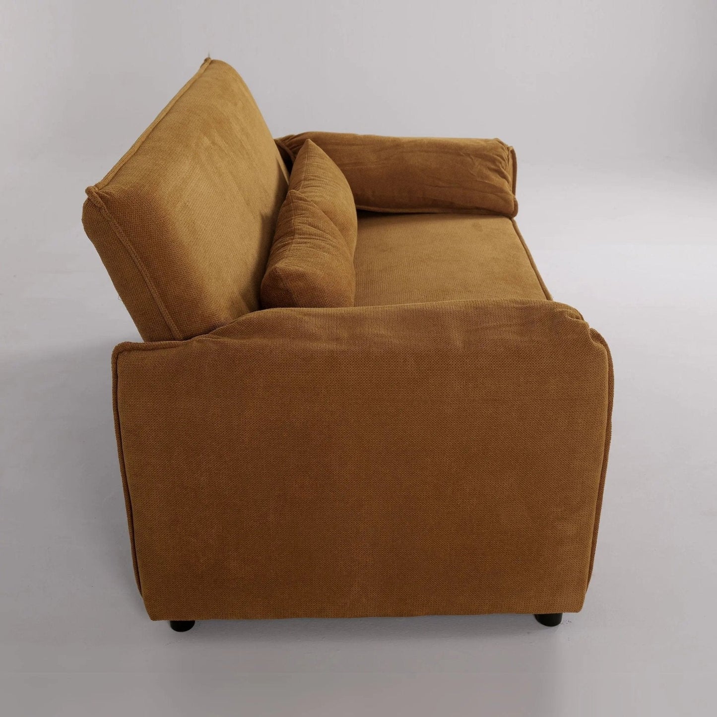 Caramel & Ginger Yellow Fabric Sofa Bed with Adjustable Backrest and Easy Pull - Out Mechanism - House Comfort