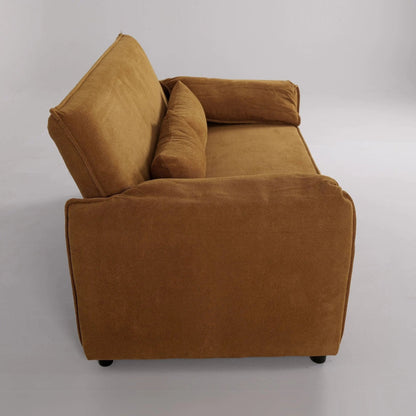 Caramel & Ginger Yellow Fabric Sofa Bed with Adjustable Backrest and Easy Pull - Out Mechanism - House Comfort
