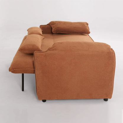 Caramel & Ginger Yellow Fabric Sofa Bed with Adjustable Backrest and Easy Pull - Out Mechanism - House Comfort