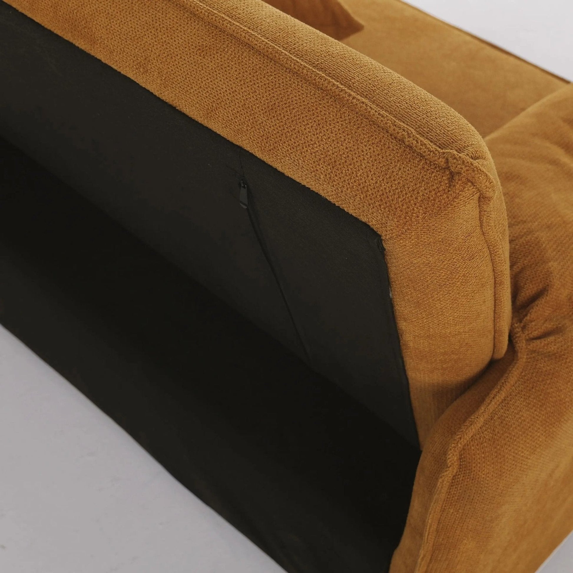 Caramel & Ginger Yellow Fabric Sofa Bed with Adjustable Backrest and Easy Pull - Out Mechanism - House Comfort