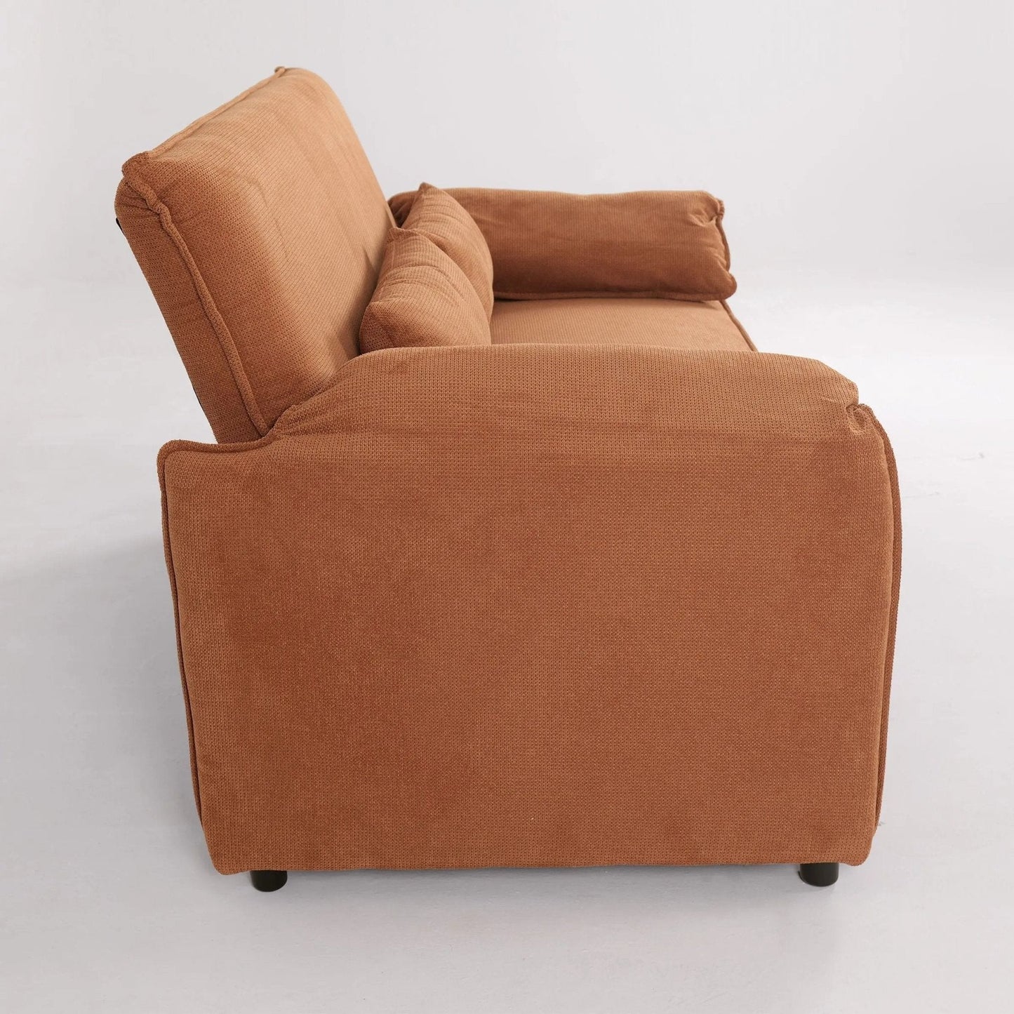 Caramel & Ginger Yellow Fabric Sofa Bed with Adjustable Backrest and Easy Pull - Out Mechanism - House Comfort