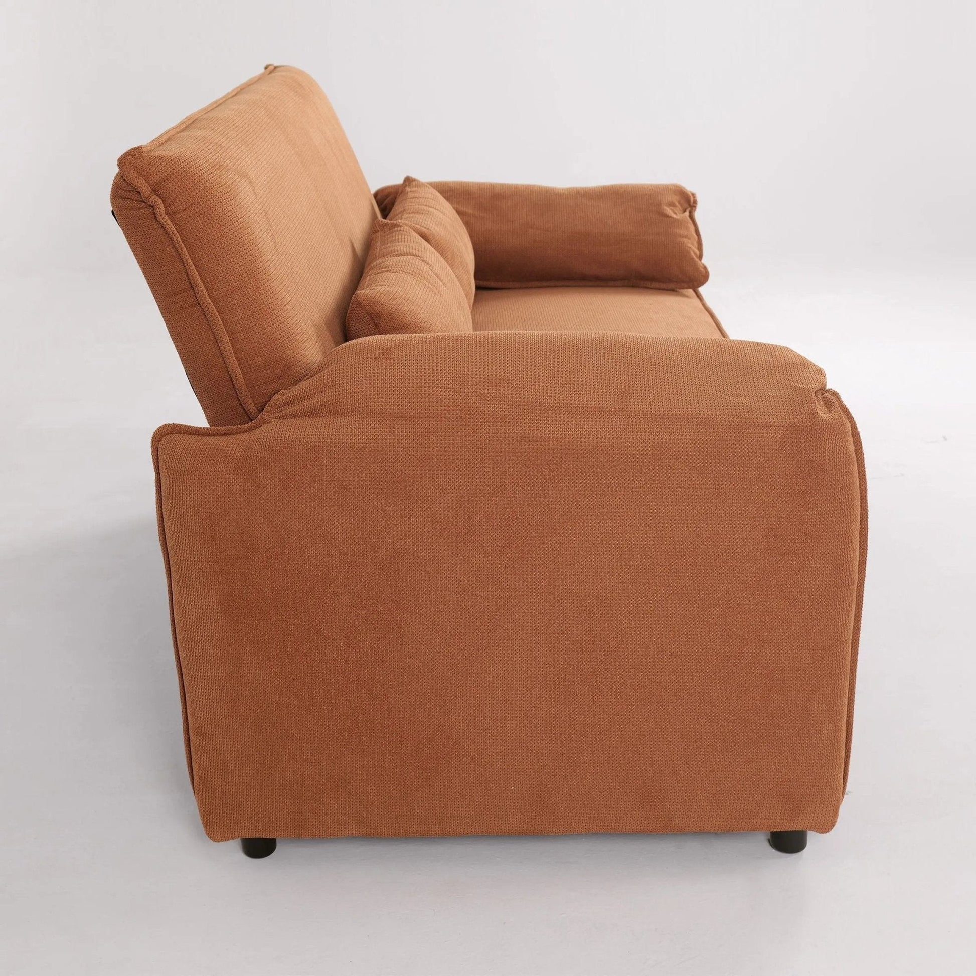 Caramel & Ginger Yellow Fabric Sofa Bed with Adjustable Backrest and Easy Pull - Out Mechanism - House Comfort
