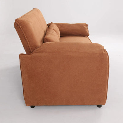 Caramel & Ginger Yellow Fabric Sofa Bed with Adjustable Backrest and Easy Pull - Out Mechanism - House Comfort