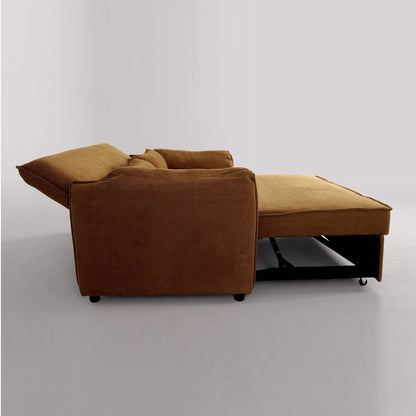 Caramel & Ginger Yellow Fabric Sofa Bed with Adjustable Backrest and Easy Pull - Out Mechanism - House Comfort