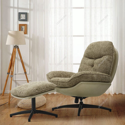 Chenille Lounge Chair with Footstool - House Comfort