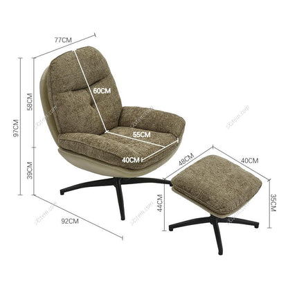 Chenille Lounge Chair with Footstool - House Comfort