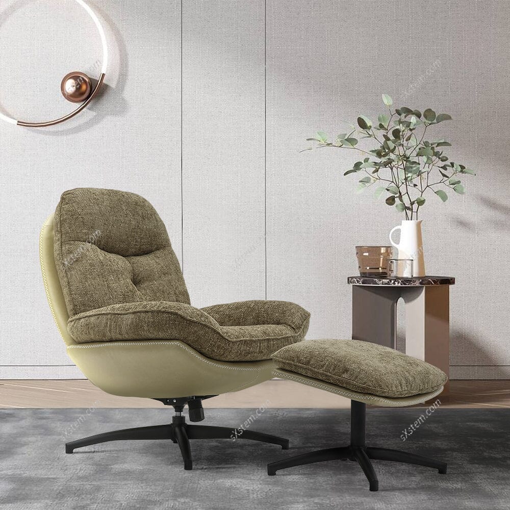 Chenille Lounge Chair with Footstool - House Comfort