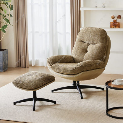 Chenille Lounge Chair with Footstool - House Comfort