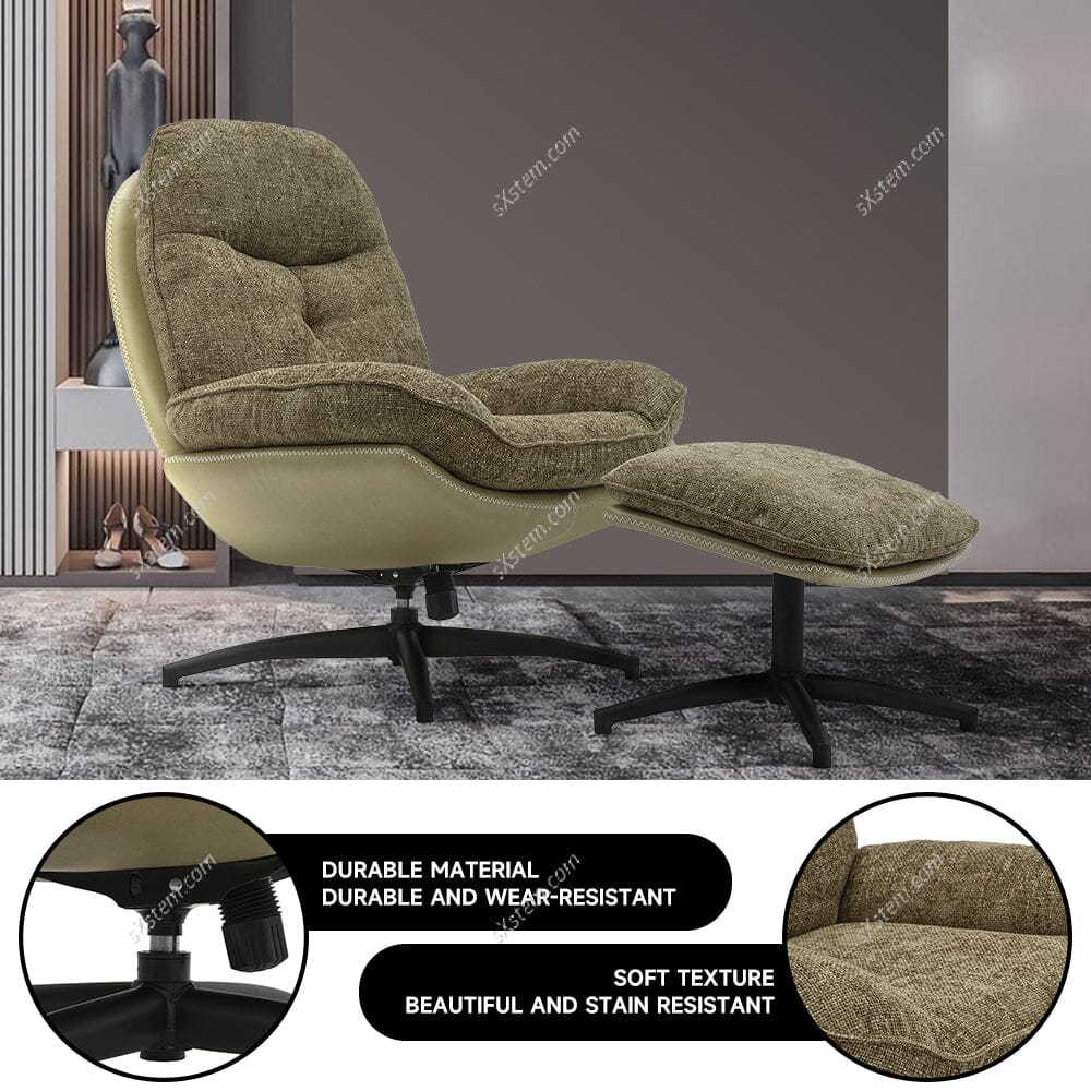 Chenille Lounge Chair with Footstool - House Comfort