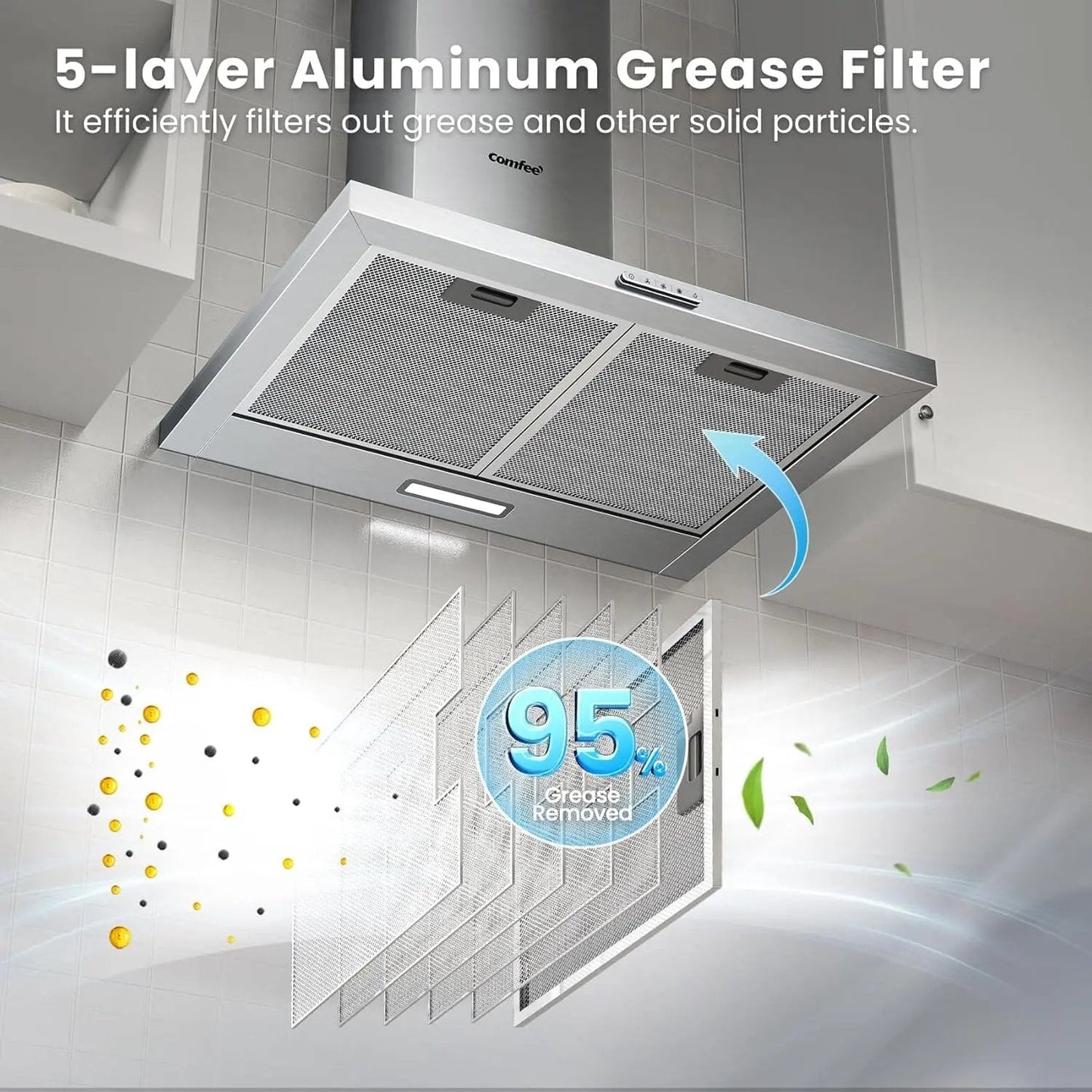 Class A+ 60cm Chimney Cooker Range Hood Kitchen Extractor with 3 - Speed Modes - House Comfort