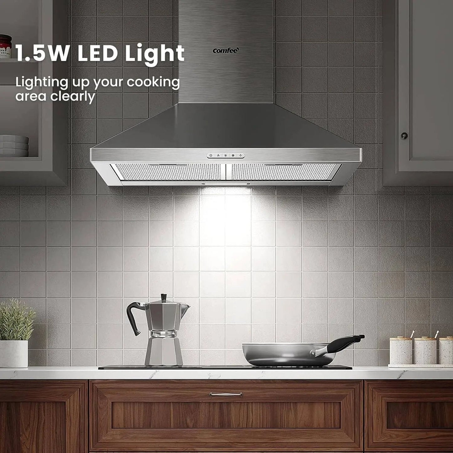 Class A+ 60cm Chimney Cooker Range Hood Kitchen Extractor with 3 - Speed Modes - House Comfort