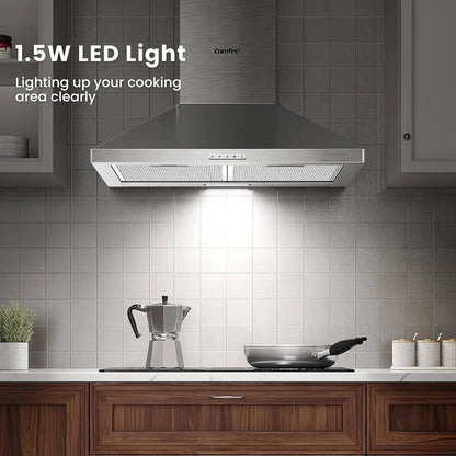 Class A+ 60cm Chimney Cooker Range Hood Kitchen Extractor with 3 - Speed Modes - House Comfort