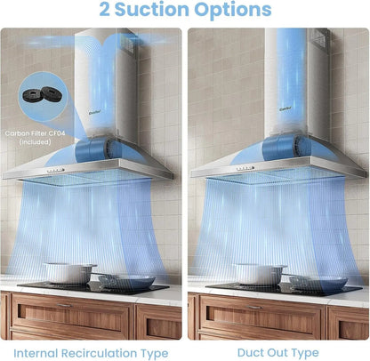 Class A+ 60cm Chimney Cooker Range Hood Kitchen Extractor with 3 - Speed Modes - House Comfort