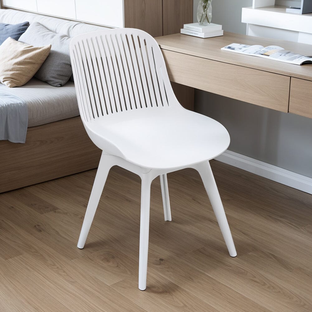 Classic White Plastic Chair, Set of Four, Durable and Lightweight - House Comfort
