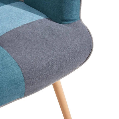 Colour Block Upholstered Wingback Armchair with Footstool - House Comfort