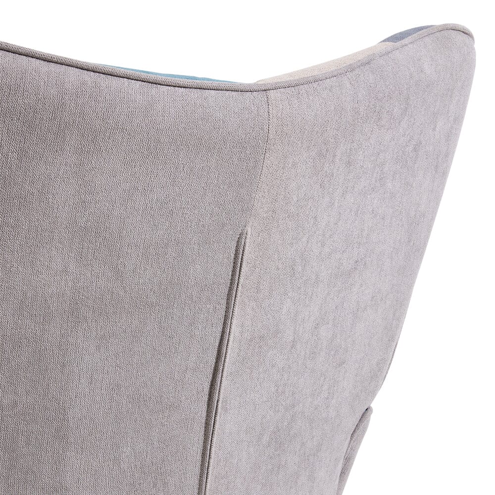 Colour Block Upholstered Wingback Armchair with Footstool - House Comfort