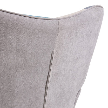 Colour Block Upholstered Wingback Armchair with Footstool - House Comfort