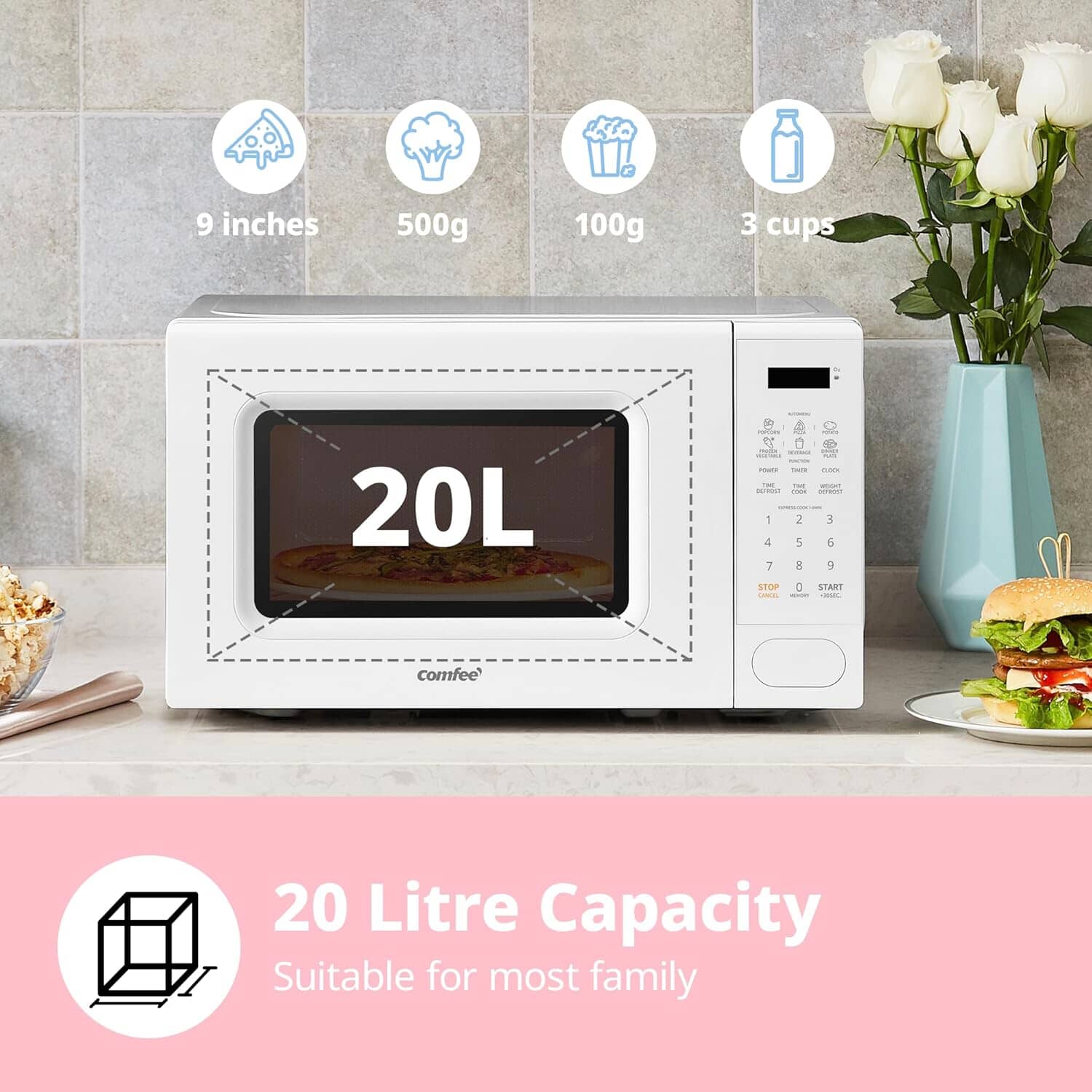 COMFEE 700W 20L Countertop Microwave Oven with LED Display - House Comfort